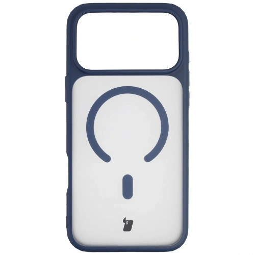 Etui z pierścieniem magnetycznym + szkło hartowane Bizon MatteO Pack do Apple iPhone 17 Pro Max przydymione-granatowe