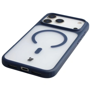 Etui z pierścieniem magnetycznym + szkło hartowane Bizon MatteO Pack do Apple iPhone 17 Pro Max przydymione-granatowe