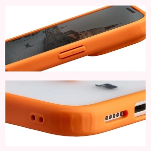 Etui z pierścieniem magnetycznym + szkło hartowane Bizon MatteO Pack do Apple iPhone 17 Pro Max przydymione-pomarańczowe