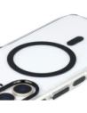 Etui z pierścieniem magnetycznym Bizon Case Marco do Apple iPhone 17 przezroczyste z czarną ramką