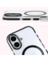 Etui z pierścieniem magnetycznym Bizon Case Marco do Apple iPhone 17 przezroczyste z czarną ramką