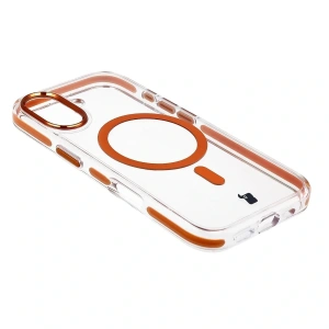 Etui z pierścieniem magnetycznym Bizon Case Marco do Apple iPhone 17 przezroczyste z pomarańczową ramką