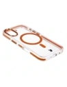 Etui z pierścieniem magnetycznym Bizon Case Marco do Apple iPhone 17 przezroczyste z pomarańczową ramką