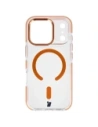 Etui z pierścieniem magnetycznym Bizon Case Marco do Apple iPhone 17 Pro przezroczyste z pomarańczową ramką