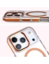 Etui z pierścieniem magnetycznym Bizon Case Marco do Apple iPhone 17 Pro przezroczyste z pomarańczową ramką