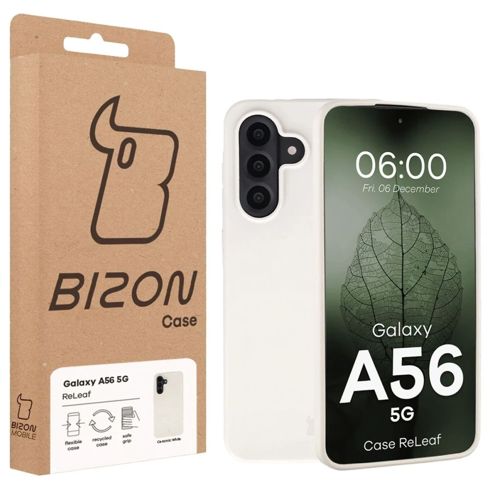 Etui z recyklingu Bizon Case ReLeaf do Samsung Galaxy A56 5G białe
