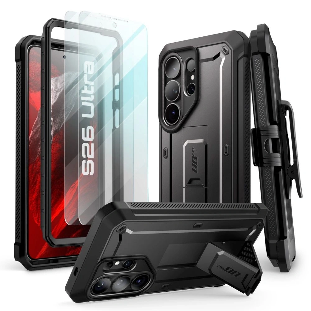 Etui + 2x szkło hartowane Supcase Unicorn Beetle Pro & Tempered Glass do Samsung Galaxy S26 Ultra Black