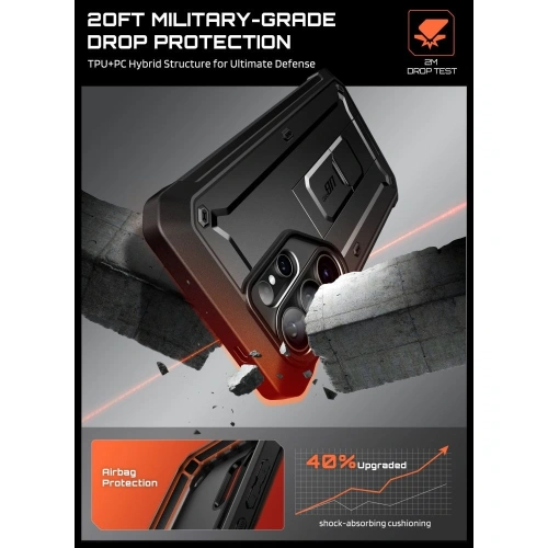 Etui + 2x szkło hartowane Supcase Unicorn Beetle Pro & Tempered Glass do Samsung Galaxy S26 Ultra Black