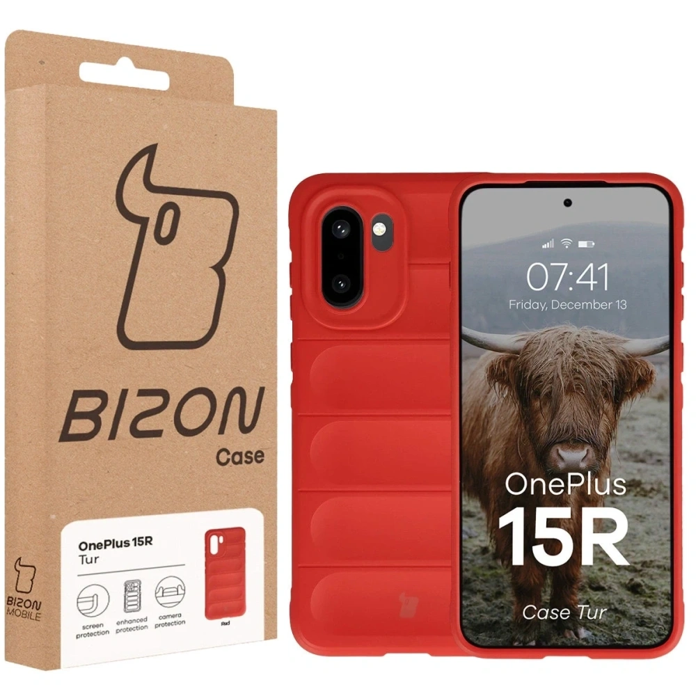 Pancerne etui Bizon Case Tur do OnePlus 15R czerwone