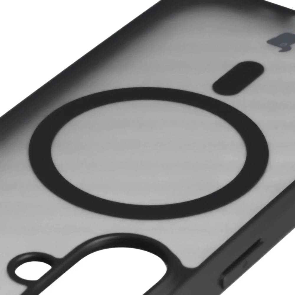 Etui z pierścieniem magnetycznym + szkło hartowane Bizon MatteO Pack do Apple iPhone 17 przydymione-czarne