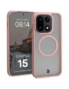 Etui z pierścieniem magnetycznym + szkło hartowane Bizon MatteO Pack do OnePlus 15 przydymione-jasnoróżowe