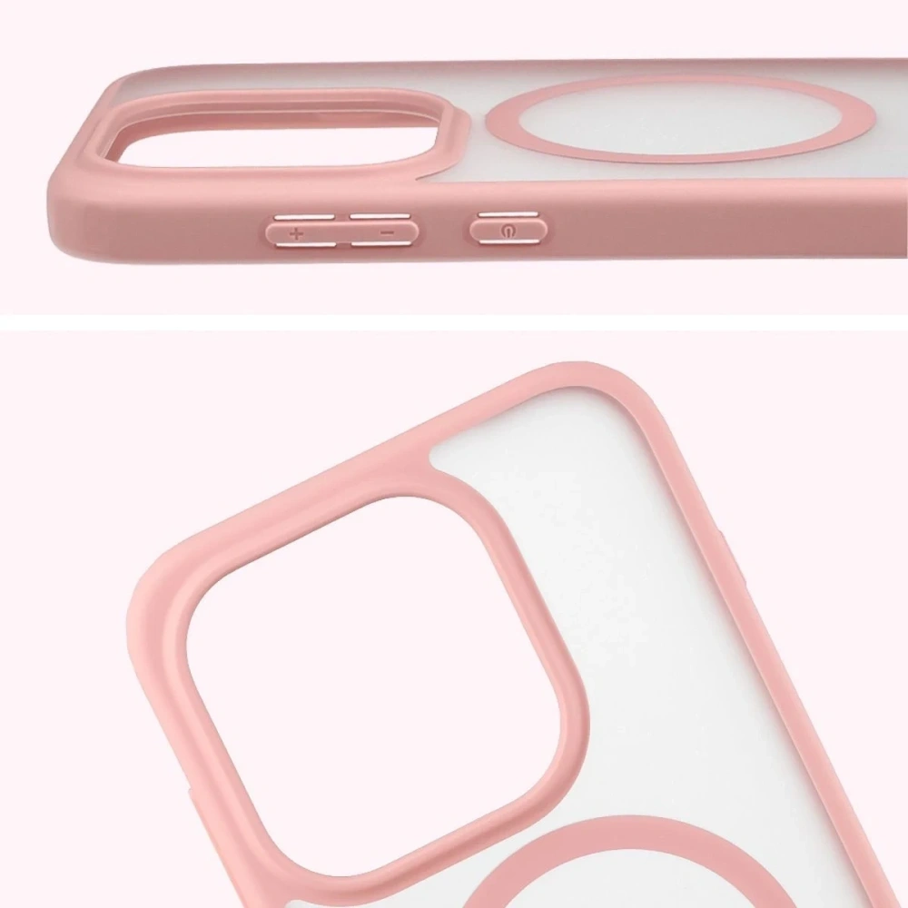 Etui z pierścieniem magnetycznym + szkło hartowane Bizon MatteO Pack do OnePlus 15 przydymione-jasnoróżowe