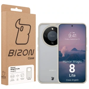 Etui Bizon Case Angelo do Honor Magic8 Lite półprzezroczyste z beżową ramką