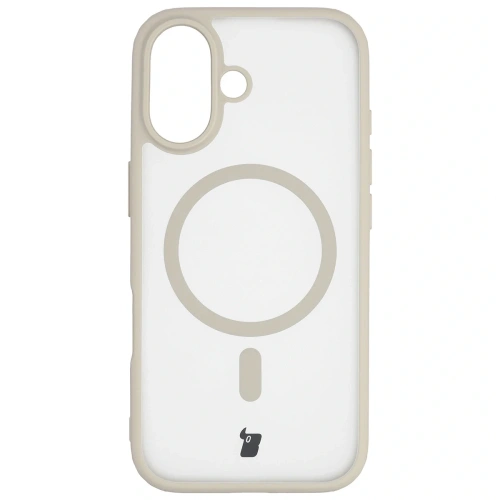 Etui z pierścieniem magnetycznym + szkło hartowane Bizon MatteO Pack do Apple iPhone 17 przydymione-beżowe