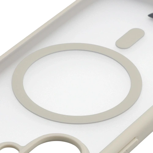 Etui z pierścieniem magnetycznym + szkło hartowane Bizon MatteO Pack do Apple iPhone 17 przydymione-beżowe