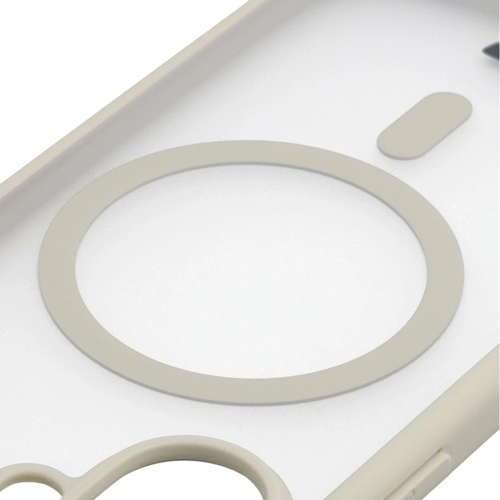 Etui z pierścieniem magnetycznym + szkło hartowane Bizon MatteO Pack do Apple iPhone 17 przydymione-beżowe
