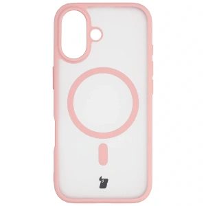 Etui z pierścieniem magnetycznym + szkło hartowane Bizon MatteO Pack do Apple iPhone 17 przydymione-jasnoróżowe