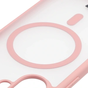 Etui z pierścieniem magnetycznym + szkło hartowane Bizon MatteO Pack do Apple iPhone 17 przydymione-jasnoróżowe