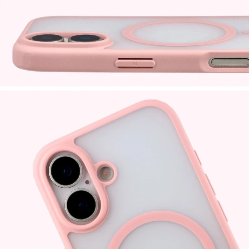 Etui z pierścieniem magnetycznym + szkło hartowane Bizon MatteO Pack do Apple iPhone 17 przydymione-jasnoróżowe