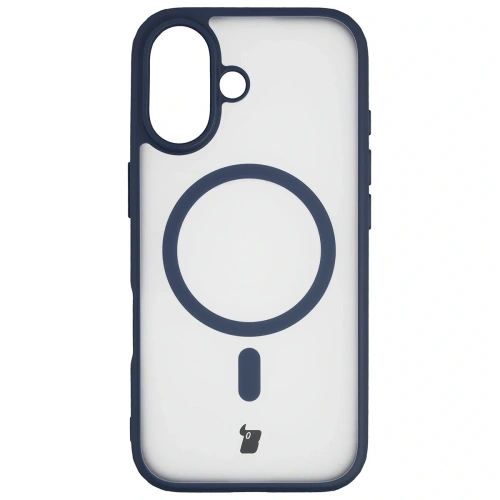 Etui z pierścieniem magnetycznym + szkło hartowane Bizon MatteO Pack do Apple iPhone 17 przydymione-granatowe
