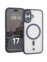 Etui z pierścieniem magnetycznym + szkło hartowane Bizon MatteO Pack do Apple iPhone 17 przydymione-granatowe