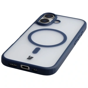 Etui z pierścieniem magnetycznym + szkło hartowane Bizon MatteO Pack do Apple iPhone 17 przydymione-granatowe