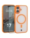 Etui z pierścieniem magnetycznym + szkło hartowane Bizon MatteO Pack do Apple iPhone 17 przydymione-pomarańczowe