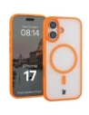 Etui z pierścieniem magnetycznym + szkło hartowane Bizon MatteO Pack do Apple iPhone 17 przydymione-pomarańczowe