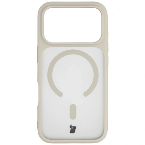 Etui z pierścieniem magnetycznym + szkło hartowane Bizon MatteO Pack do Apple iPhone 17 Pro przydymione-beżowe