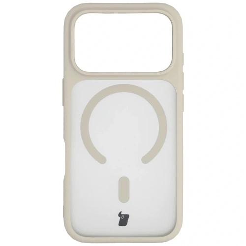 Etui z pierścieniem magnetycznym + szkło hartowane Bizon MatteO Pack do Apple iPhone 17 Pro przydymione-beżowe