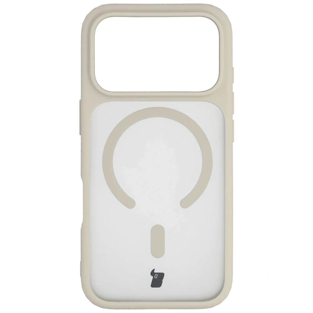Etui z pierścieniem magnetycznym + szkło hartowane Bizon MatteO Pack do Apple iPhone 17 Pro przydymione-beżowe