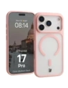 Etui z pierścieniem magnetycznym + szkło hartowane Bizon MatteO Pack do Apple iPhone 17 Pro przydymione-jasnoróżowe