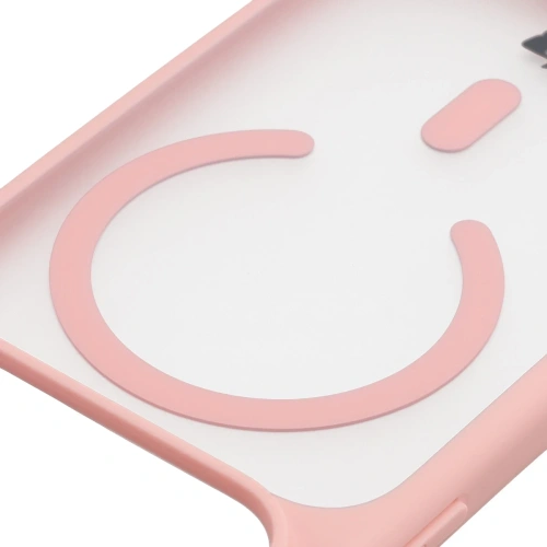 Etui z pierścieniem magnetycznym + szkło hartowane Bizon MatteO Pack do Apple iPhone 17 Pro przydymione-jasnoróżowe