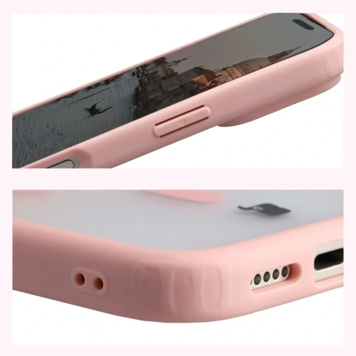 Etui z pierścieniem magnetycznym + szkło hartowane Bizon MatteO Pack do Apple iPhone 17 Pro przydymione-jasnoróżowe