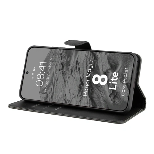 Etui z klapką Bizon Case Pocket do Honor Magic8 Lite czarne