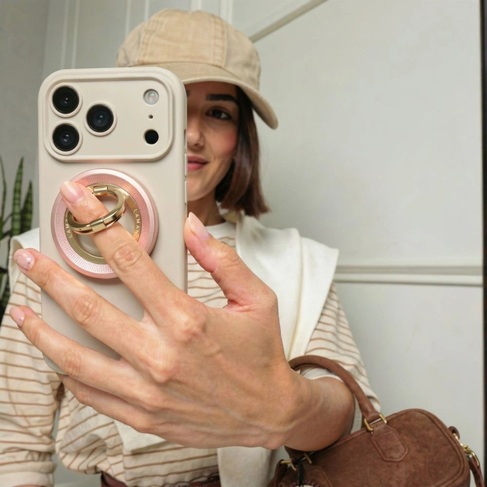 Uchwyt magnetyczny na palec Tech-Protect MMR700 Lamano Magnetic MagSafe Phone Ring Pink/gold