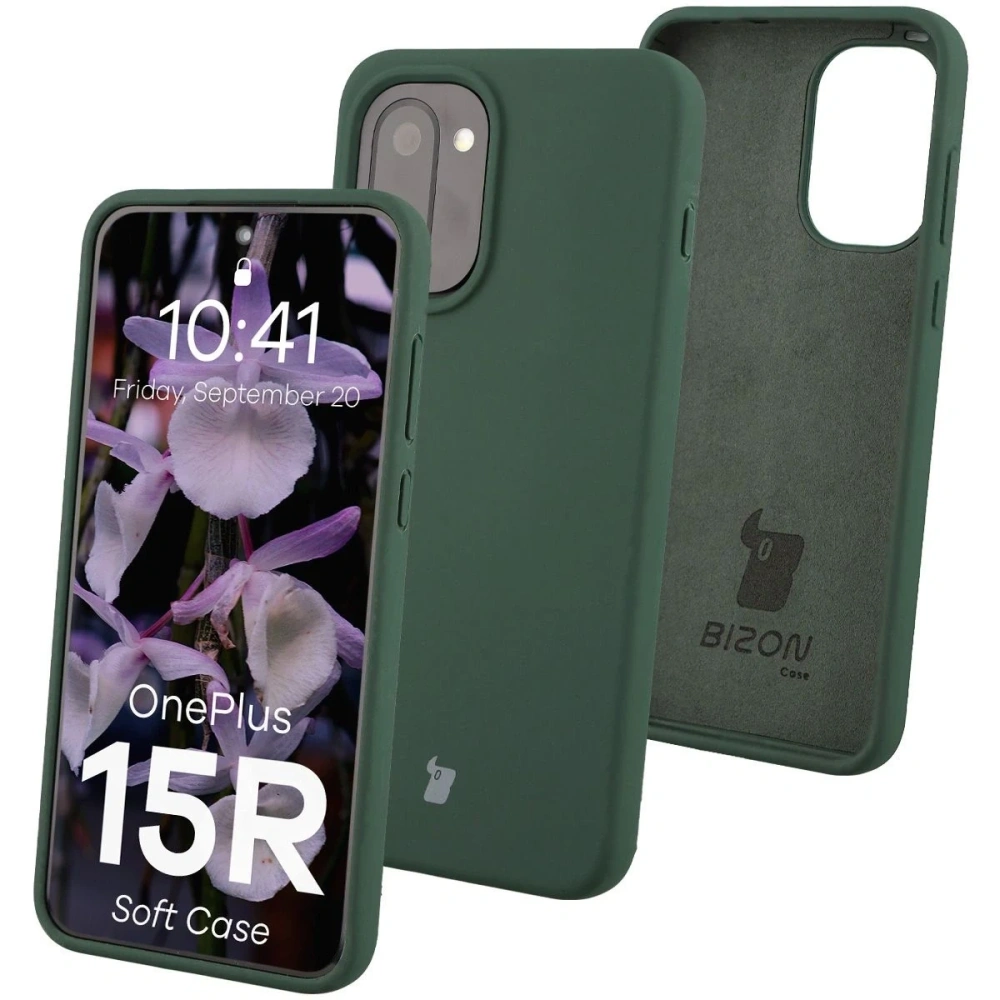 Silikonowe etui Bizon Soft Case do OnePlus 15R ciemnozielone