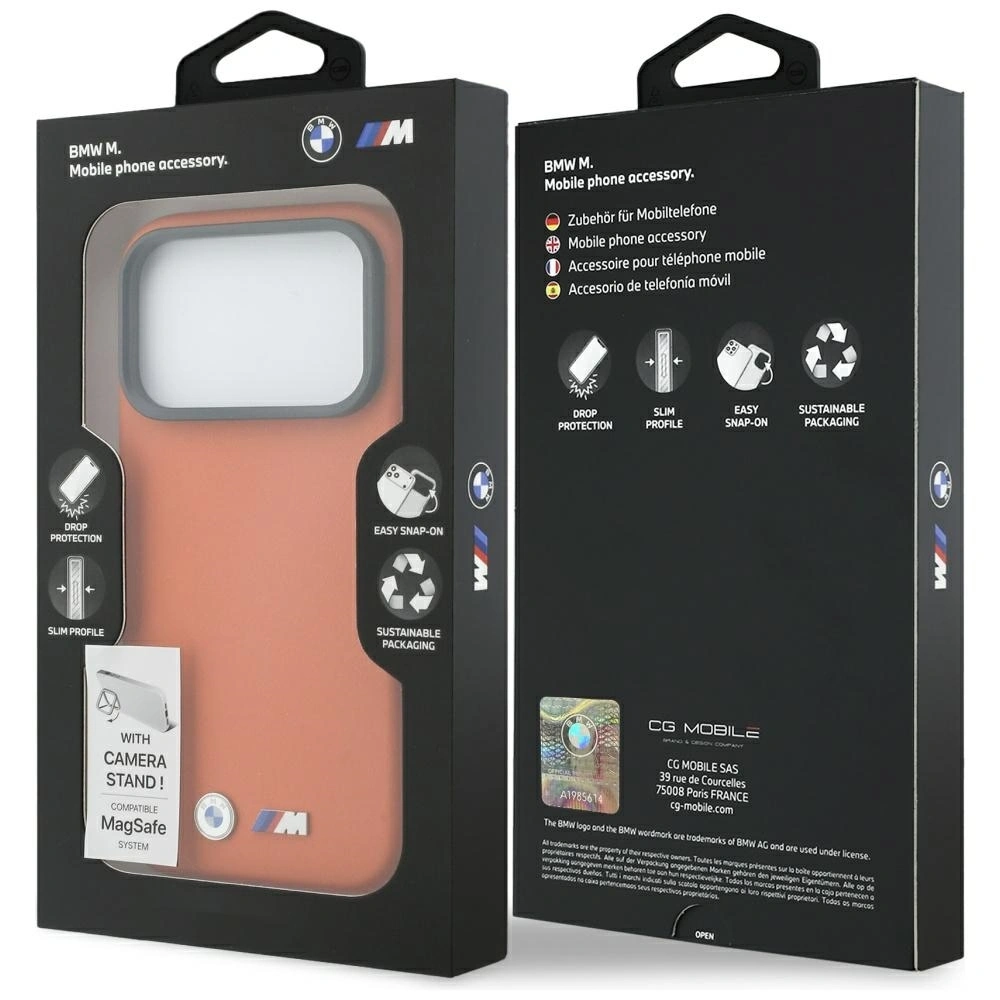 Etui BMW M Metal Logo MagSafe do Apple iPhone 17 Pro Max pomarańczowy
