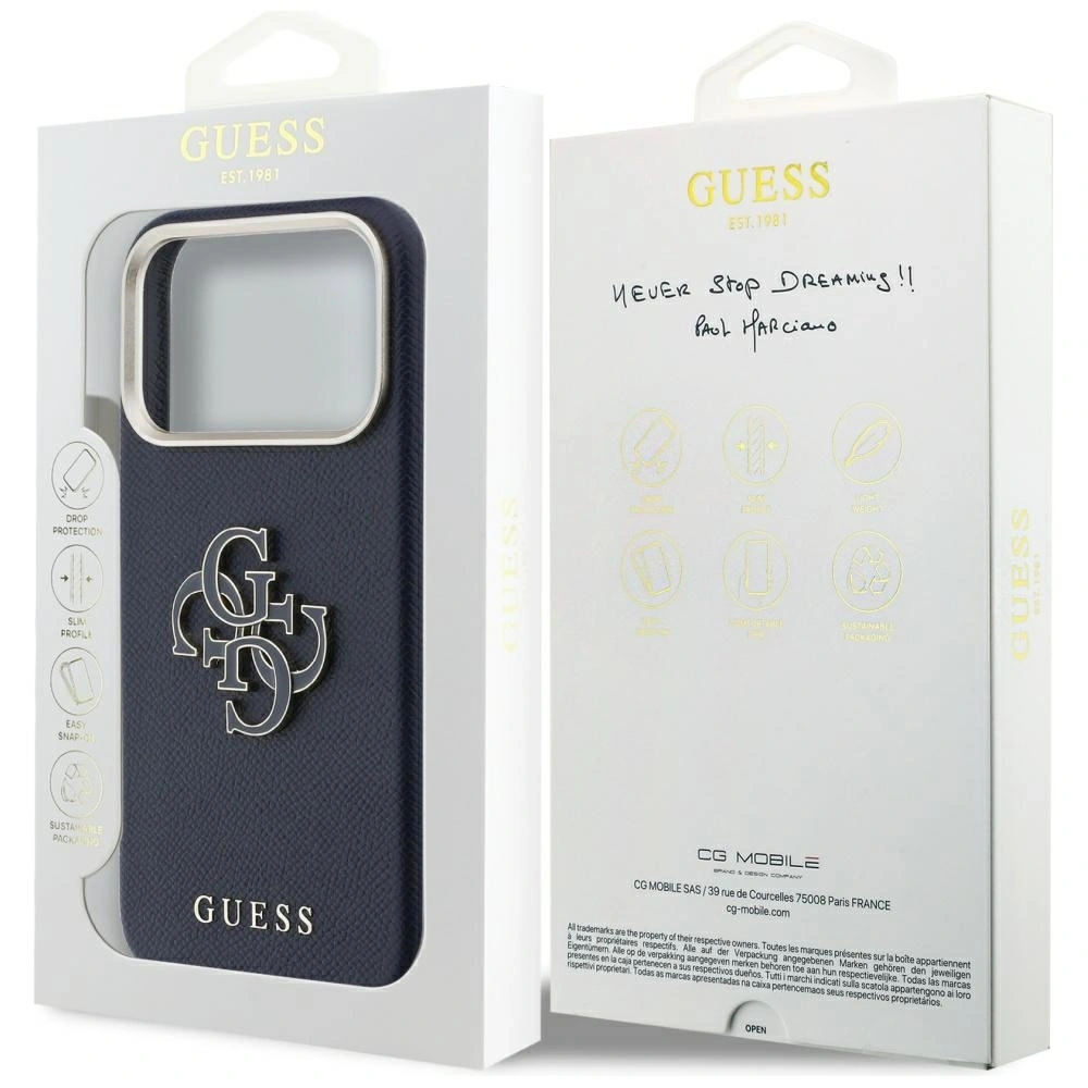 Etui Guess FW Resin Logo do Apple iPhone 17 Pro Max niebieski