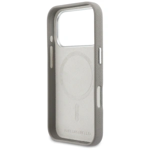 Etui Karl Lagerfeld Karl & Choupette Head Pins Saffiano MagSafe do Apple iPhone 17 Pro szary