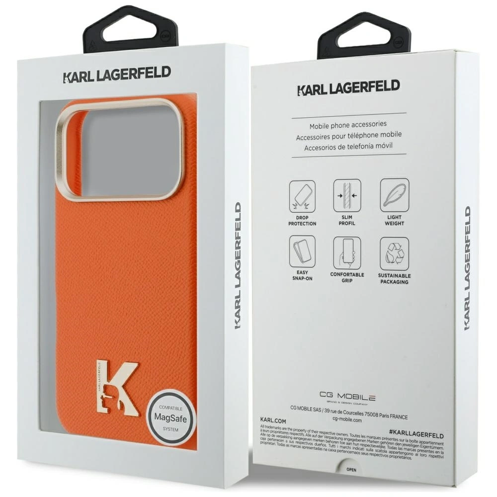 Etui Karl Lagerfeld Karl Head Logo MagSafe do Apple iPhone 17 Pro Max pomarańczowy