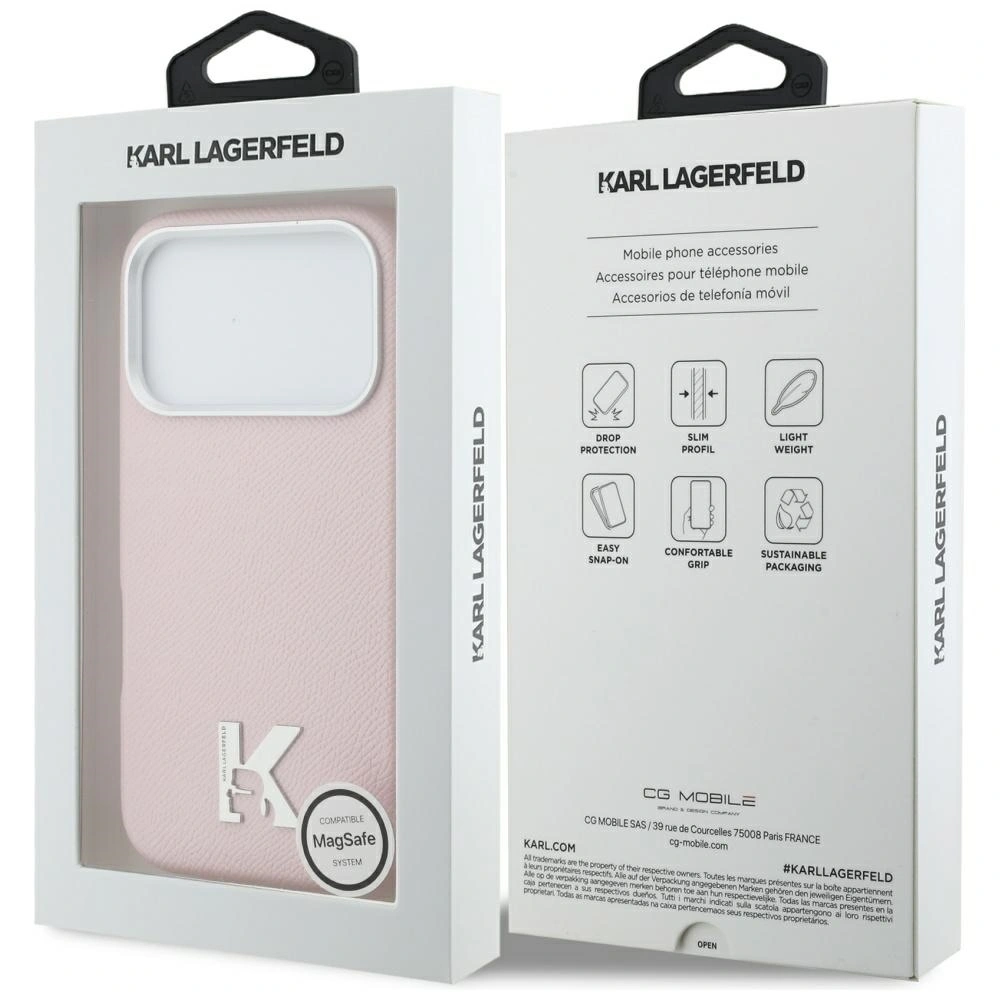 Etui Karl Lagerfeld Karl Head Logo MagSafe do Apple iPhone 17 Pro różowy