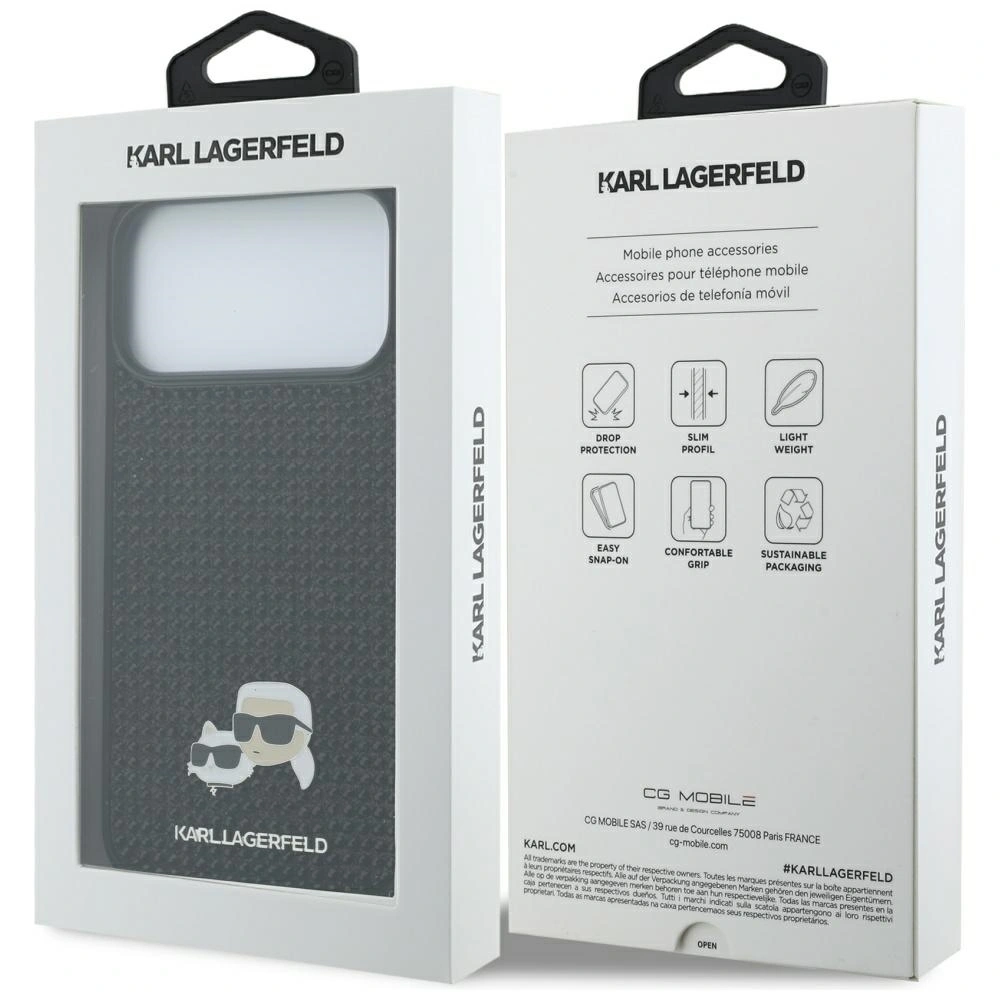 Etui Karl Lagerfeld Rhinestones Karl&Choupette Pin do Apple iPhone 17 Pro Max czarny