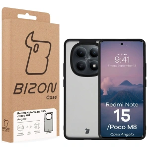 Etui Bizon Case Angelo do Xiaomi Redmi Note 15 / POCO M8 5G przydymione z czarną ramką