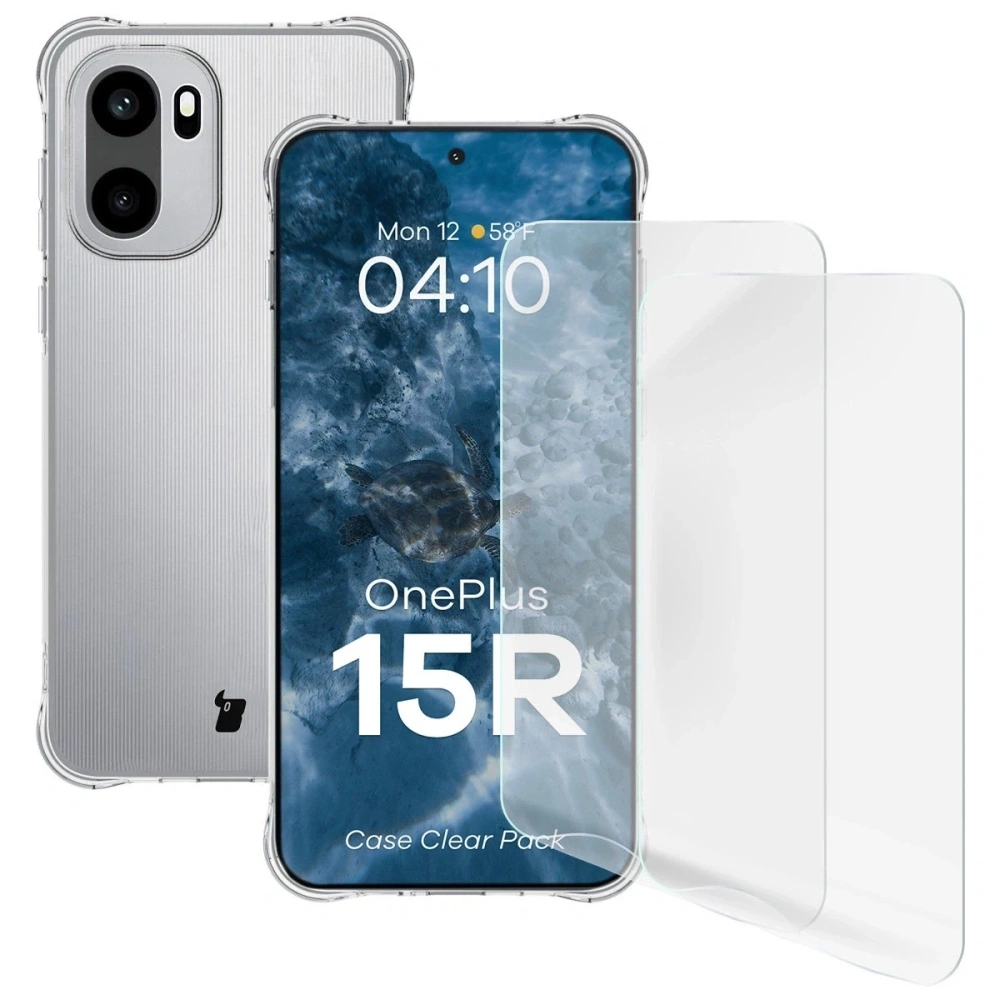 Elastyczne etui + 2x folia na ekran Bizon Case Clear Pack do OnePlus 15R