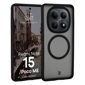 Etui z pierścieniem magnetycznym Bizon Case MatteO do Xiaomi Redmi Note 15 / POCO M8 5G przydymione-czarne