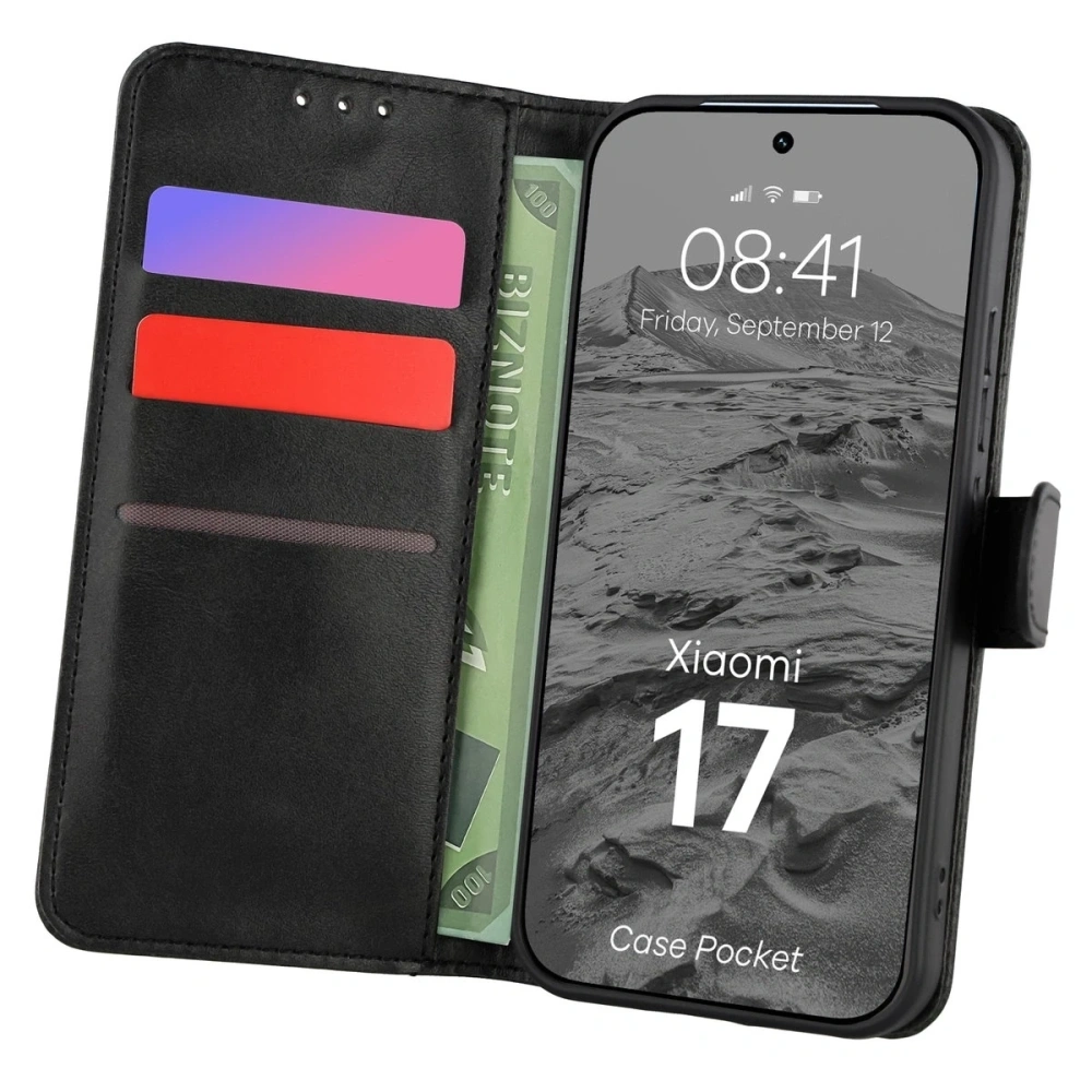 Etui z klapką Bizon Case Pocket do Xiaomi 17 czarne