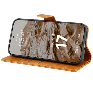 Etui z klapką Bizon Case Pocket do Xiaomi 17 brązowe