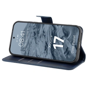 Etui z klapką Bizon Case Pocket do Xiaomi 17 granatowe