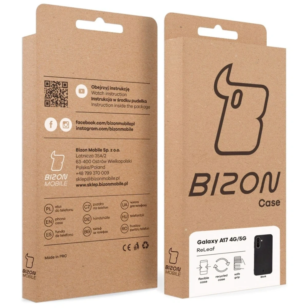 Etui z recyklingu Bizon Case ReLeaf do Samsung Galaxy A17 5G czarne